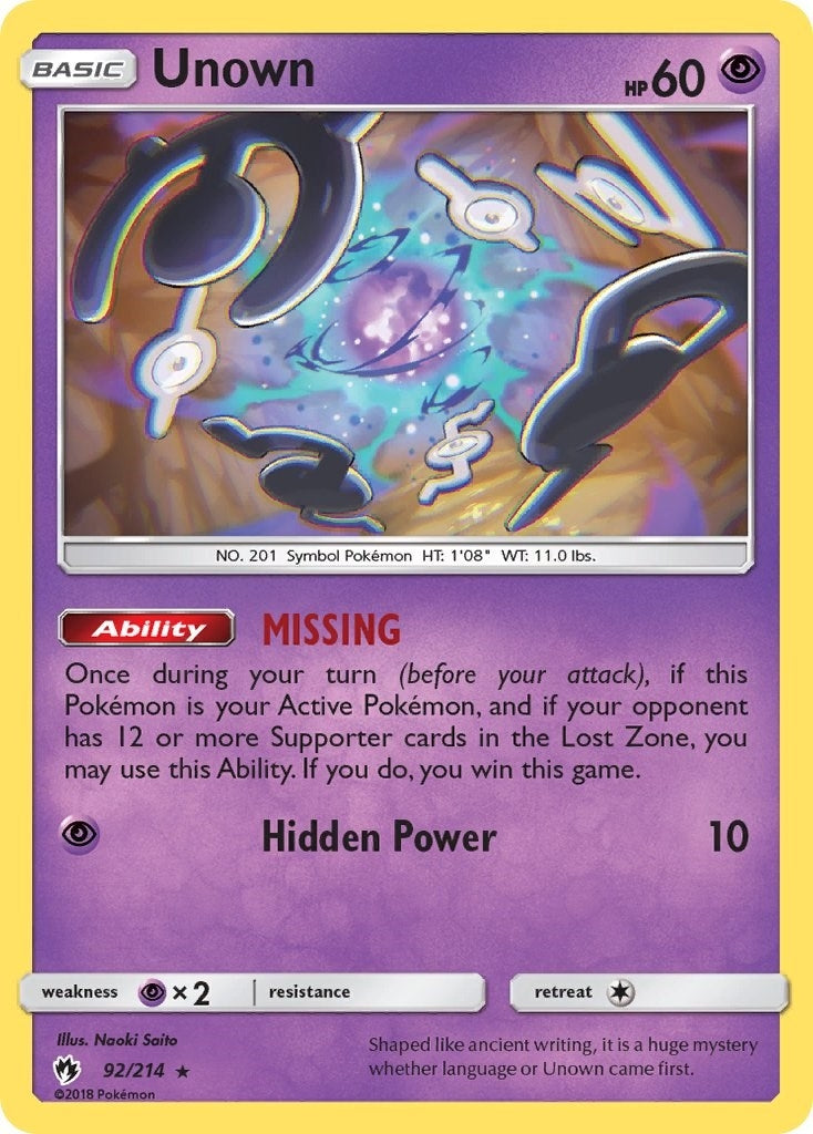 Image for Unown (92) (92/214) - Pokemon