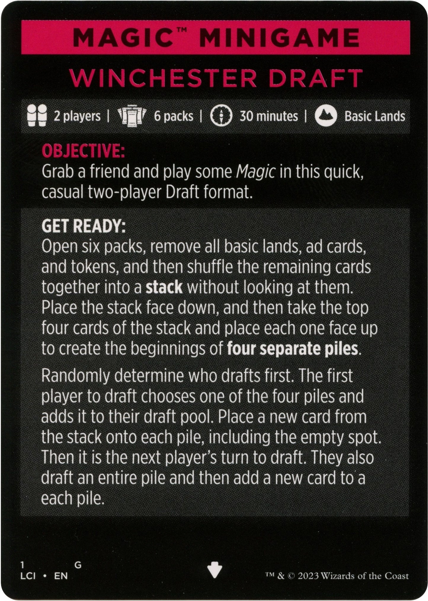 Image for Magic Minigame: Winchester Draft (1) - Magic: The Gathering