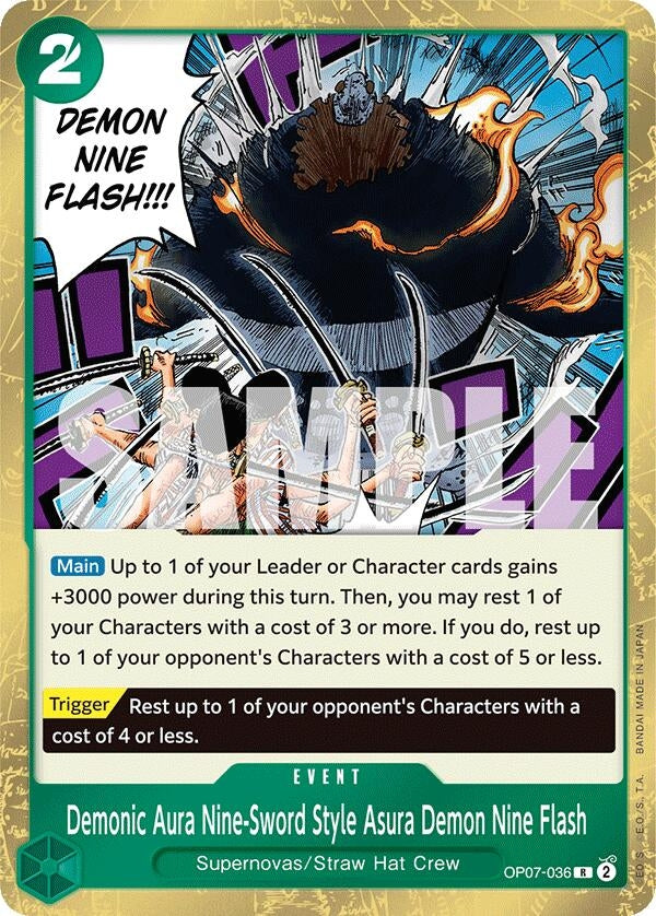 Image for Demonic Aura Nine-Sword Style Asura Demon Nine Flash (OP07-036) - One Piece Card Game