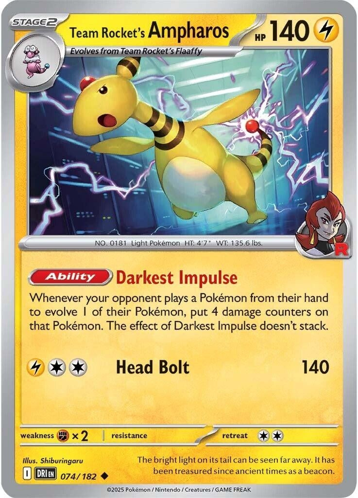 Image for Team Rocket's Ampharos (074/182) - Pokemon