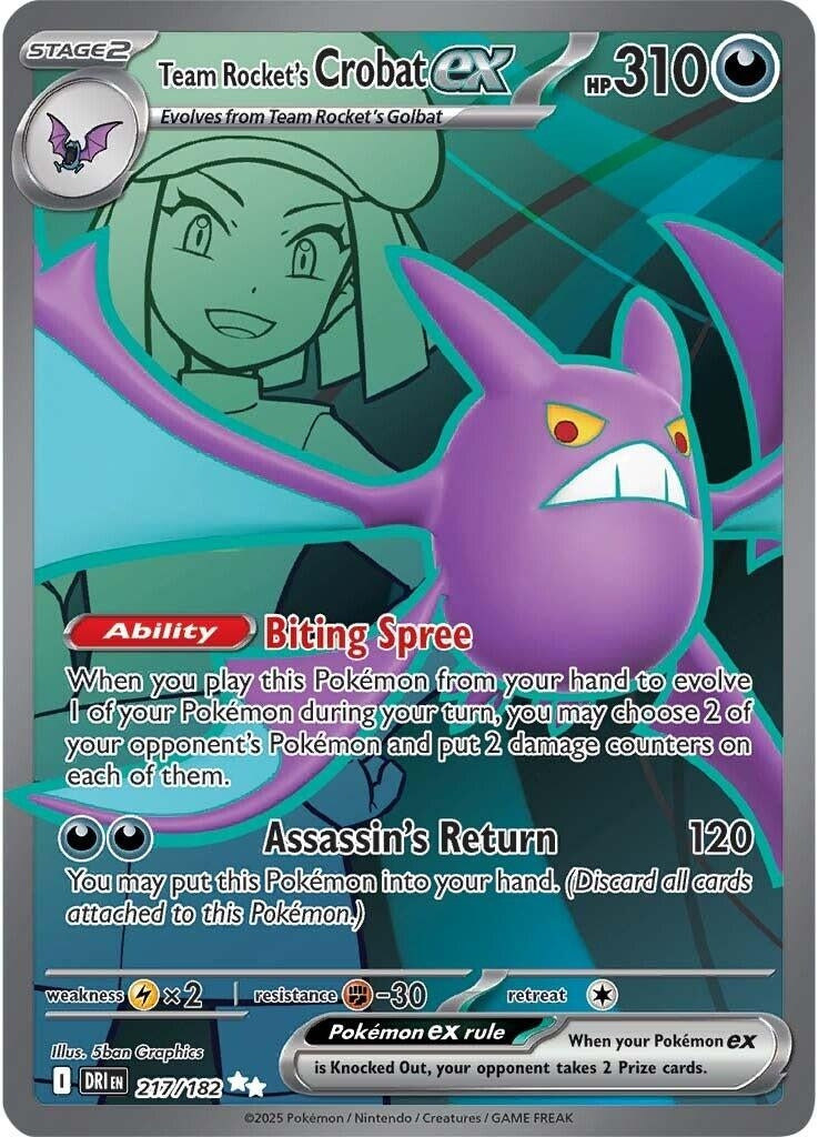 Image for Team Rocket's Crobat ex (217/182) - Pokemon