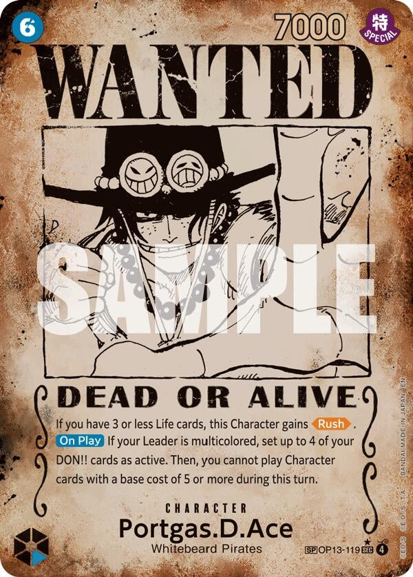 Image for Portgas.D.Ace (119) (Wanted Poster) (OP13-119) - One Piece Card Game