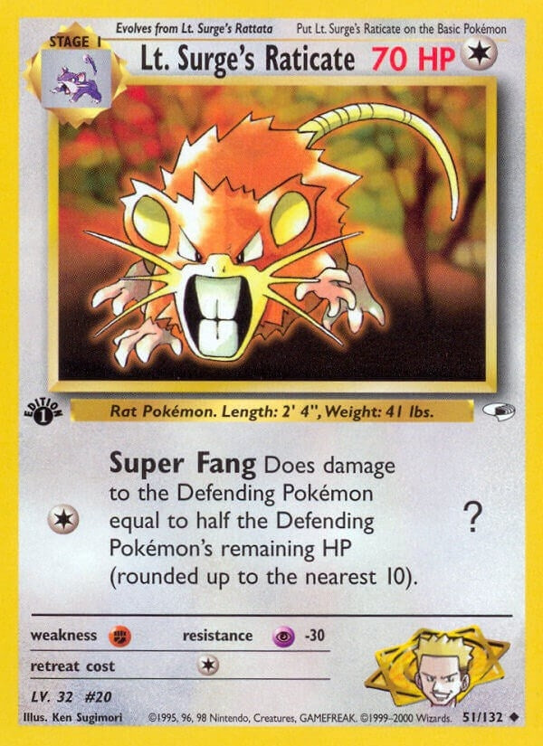 Image for Lt. Surge's Raticate (051/132) - Pokemon