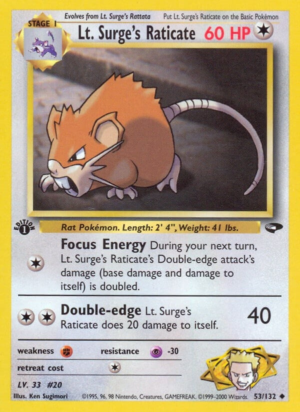Image for Lt. Surge's Raticate (053/132) - Pokemon