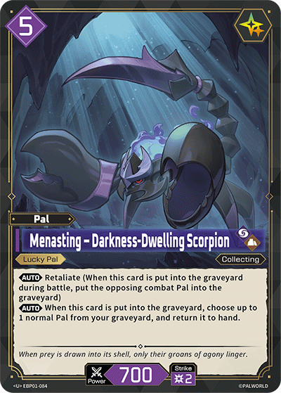 Image for Menasting – Darkness-Dwelling Scorpion (EBP01-084) - Palworld Official Card Game