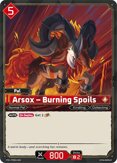 Image for Arsox – Burning Spoils (ETD01-005) - Palworld Official Card Game