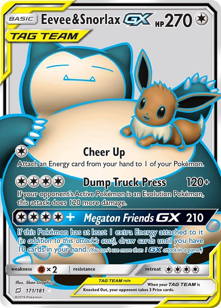 Image for Eevee & Snorlax GX (Full Art) (171/181) - Pokemon