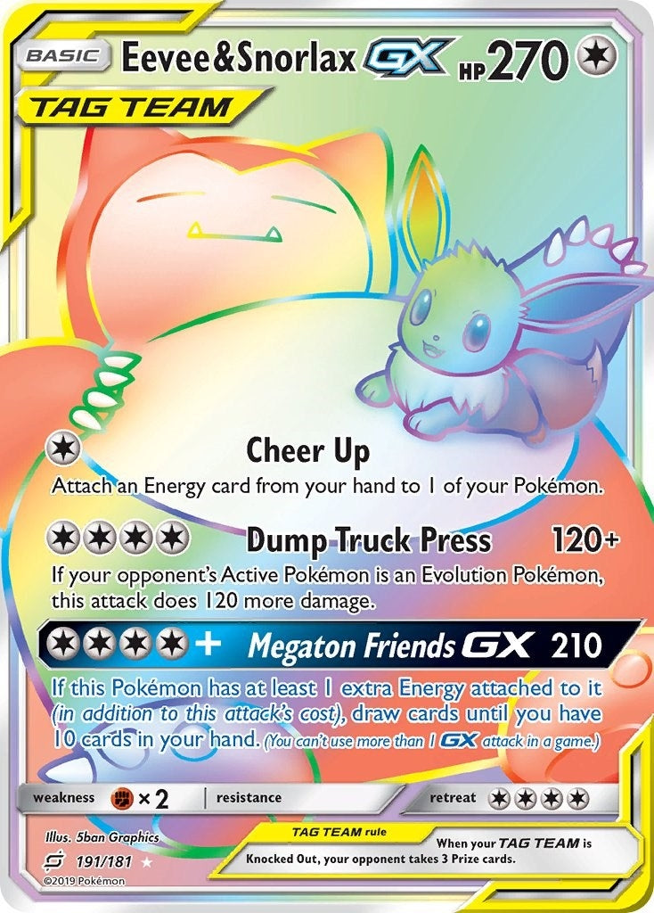 Image for Eevee & Snorlax GX (Secret) (191/181) - Pokemon