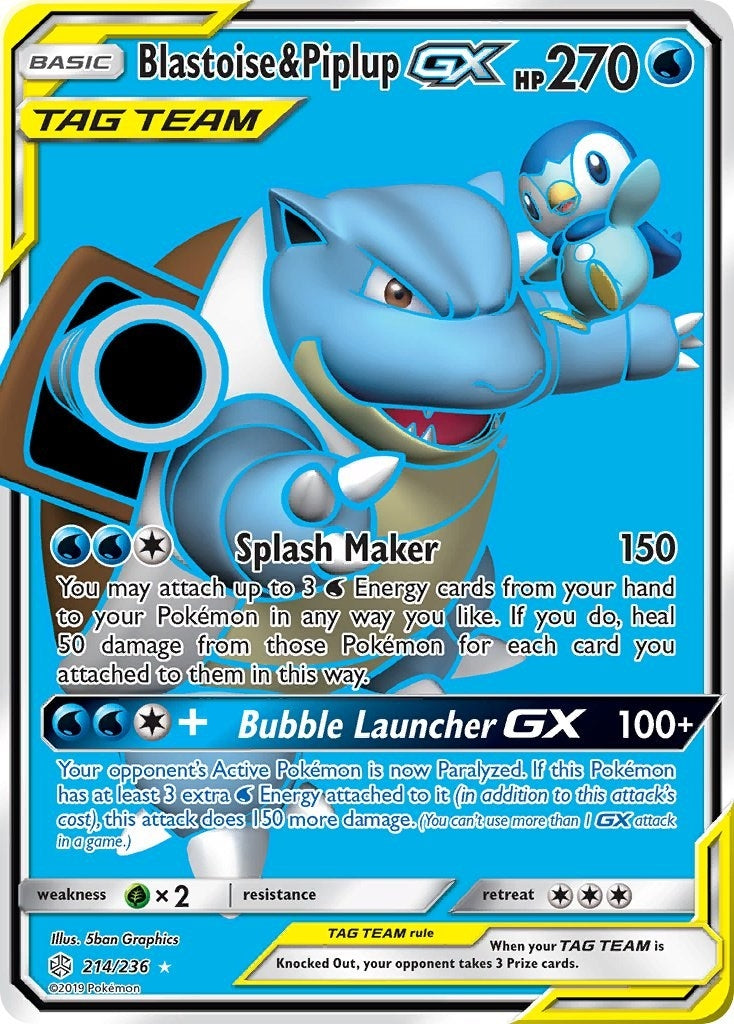 Image for Blastoise & Piplup GX (Full Art) (214/236) - Pokemon