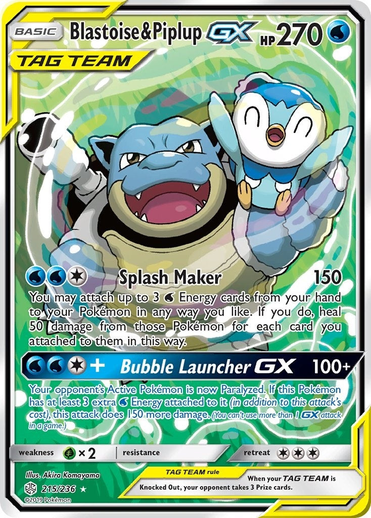 Image for Blastoise & Piplup GX (Alternate Full Art) (215/236) - Pokemon