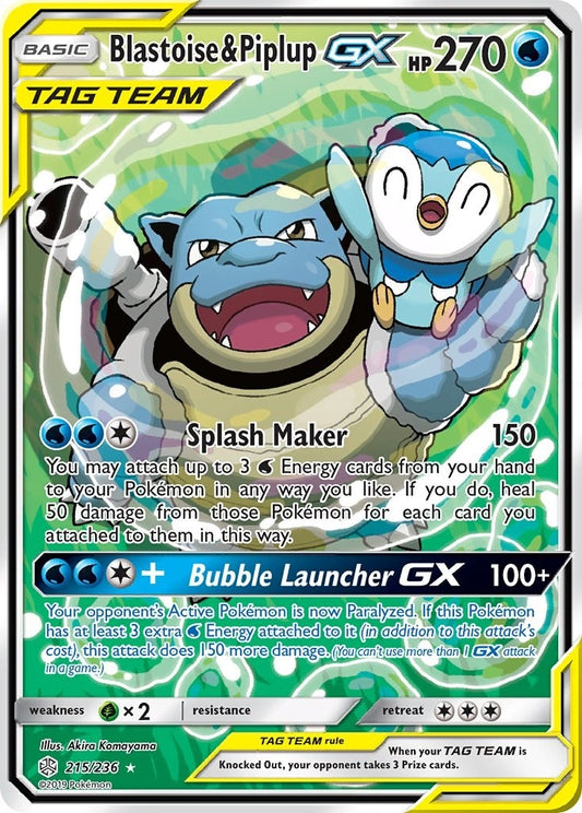Image for Blastoise & Piplup GX (Alternate Full Art) (215/236) - Pokemon