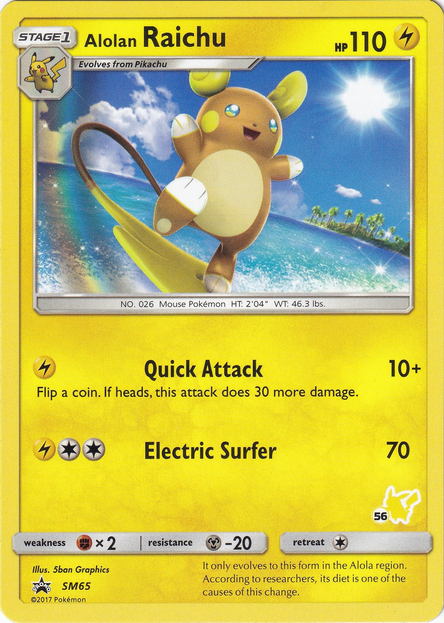 Alolan Raichu - SM65 (#56 Pikachu Stamped) (SM65)