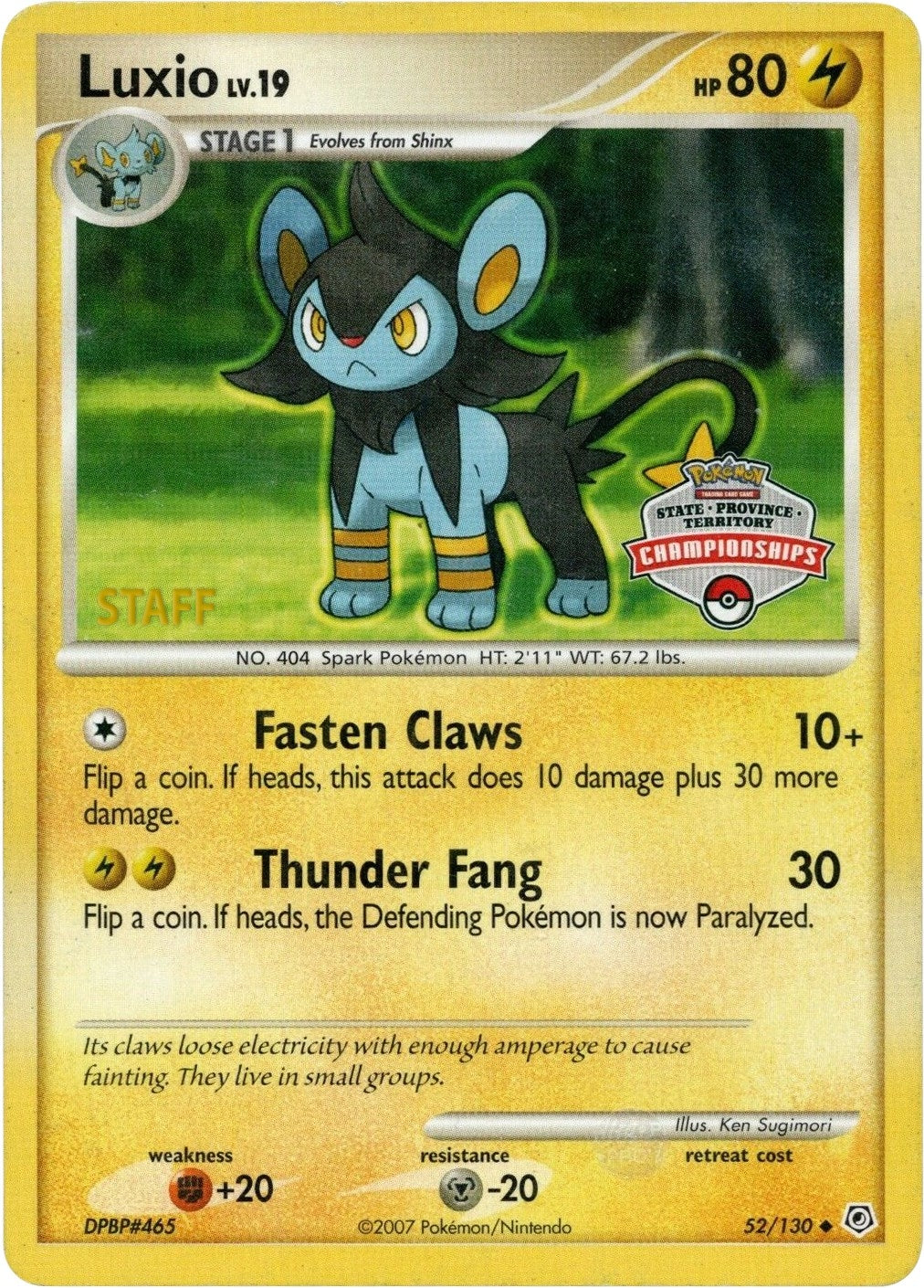 Image for Luxio - 52/130 (State Championships) [Staff] (052/130) - Pokemon