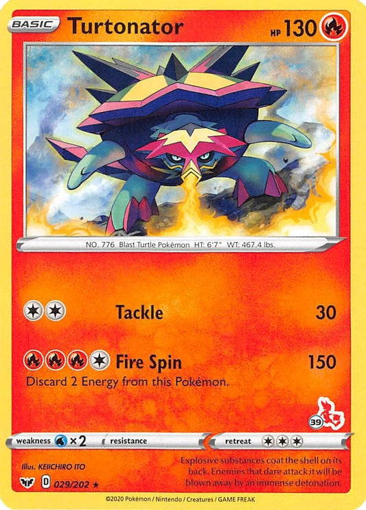 Image for Turtonator - 029/202 (#39 Cinderace Stamped) (029/202) - Pokemon
