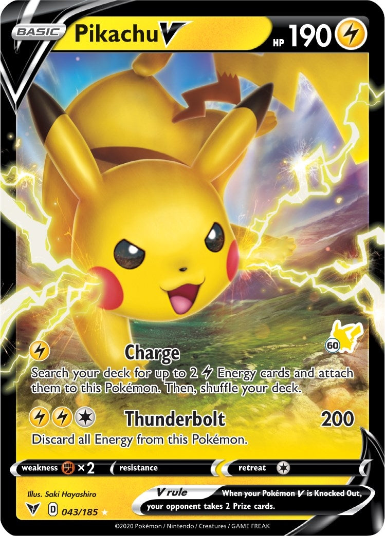 Image for Pikachu V - 043/185 (#60 Pikachu Stamped) (043/185) - Pokemon