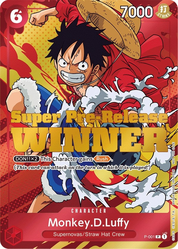 Image for Monkey.D.Luffy (Super Pre-Release) [Winner] (P-001) - One Piece Card Game