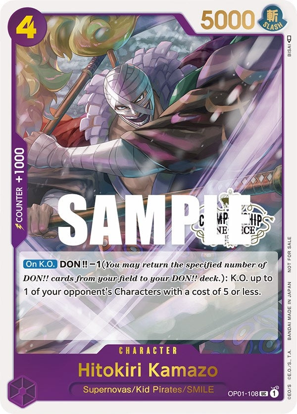 Image for Hitokiri Kamazo (Store Championship Participation Pack) (OP01-108) - One Piece Card Game
