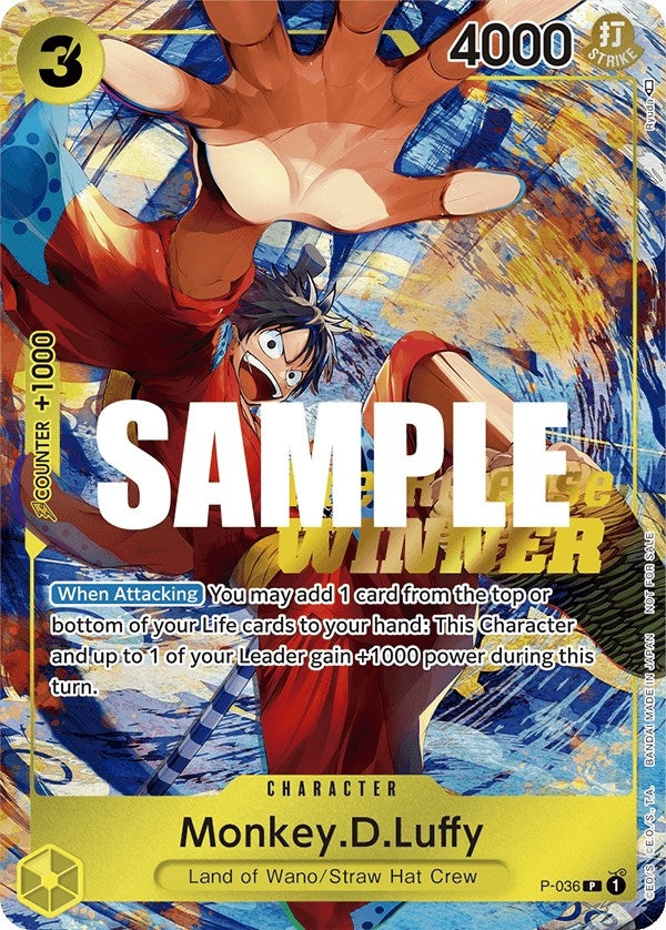 Image for Monkey.D.Luffy (Pre-Release Tournament) (Winner) (P-036) - One Piece Card Game