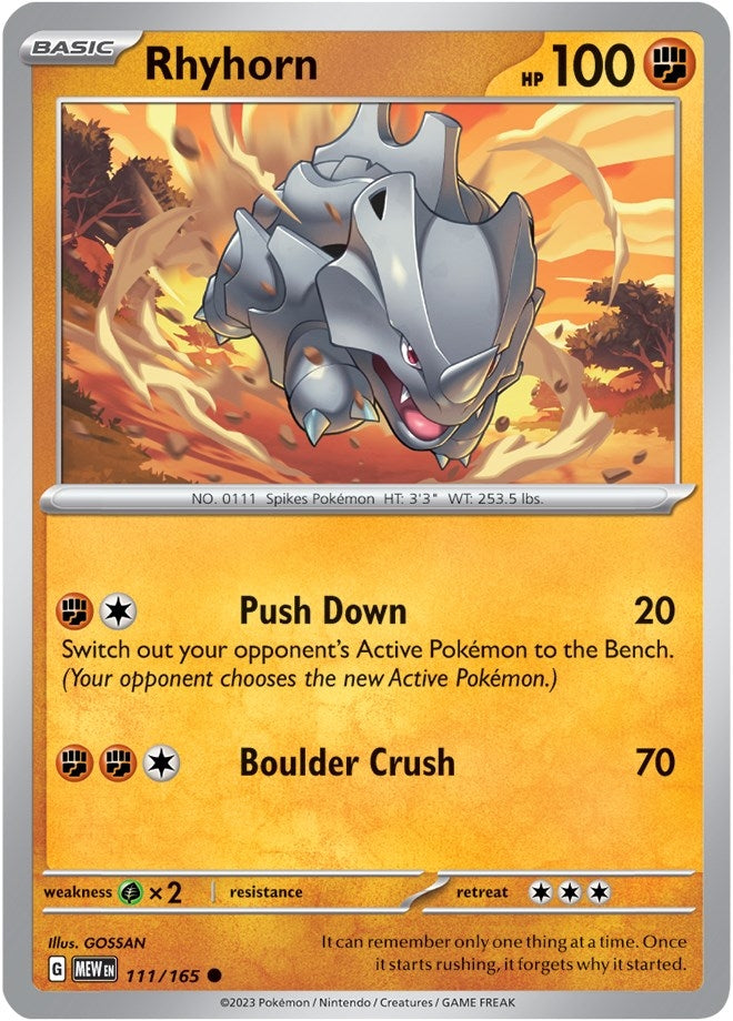Image for Rhyhorn (111/165) - Pokemon