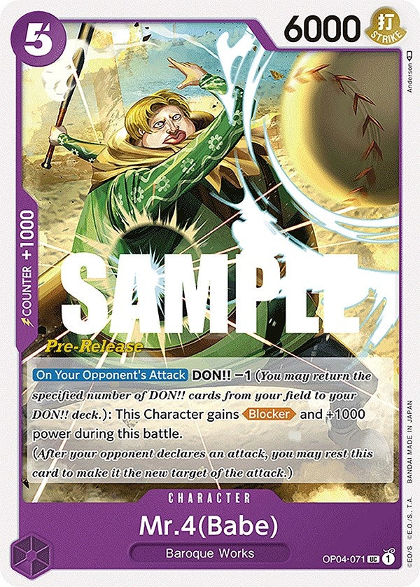 Image for Mr.4 (Babe) (OP04-071) - One Piece Card Game