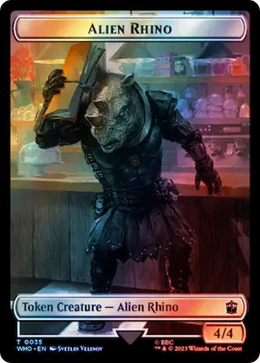 Alien Rhino // Food (0058) Double-Sided Token (Surge Foil) (35 // 58)