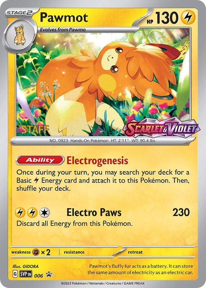 Image for Pawmot - 006 (Prerelease) [Staff] (006) - Pokemon