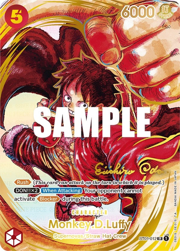 Image for Monkey.D.Luffy (012) (Alternate Art) (Gold-Stamped Signature) (ST01-012) - One Piece Card Game