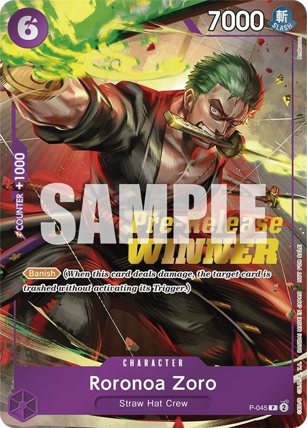 Image for Roronoa Zoro (OP-06 Pre-Release Tournament) [Winner] (P-045) - One Piece Card Game