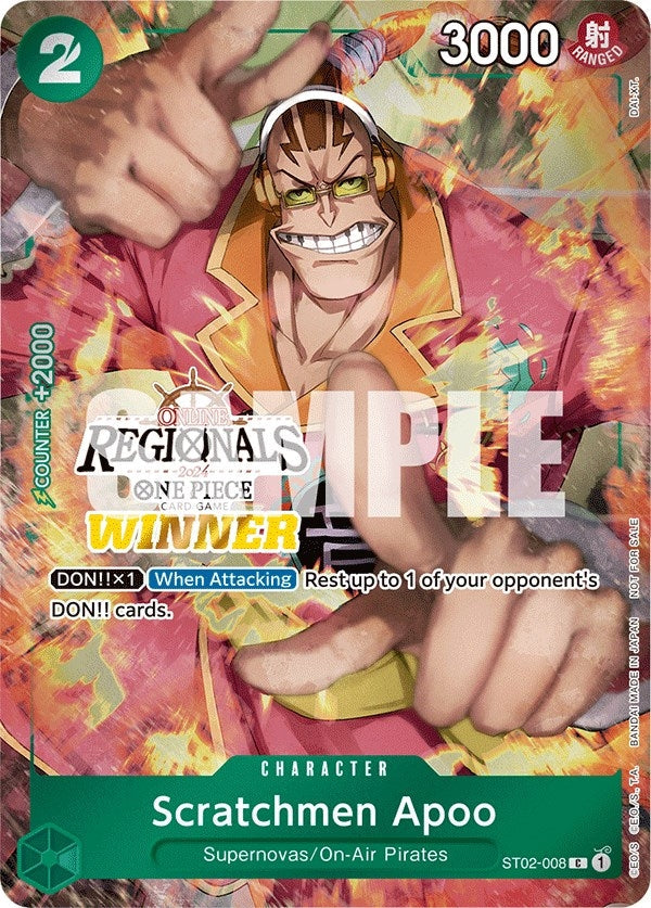 Image for Scratchmen Apoo (Online Regional 2024) [Winner] (ST02-008) - One Piece Card Game