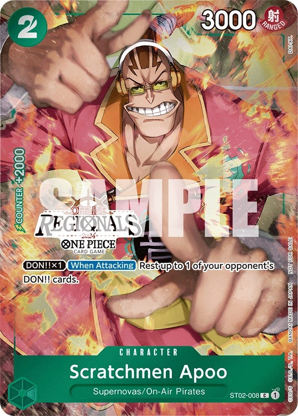 Image for Scratchmen Apoo (Offline Regional 2024) [Participant] (ST02-008) - One Piece Card Game