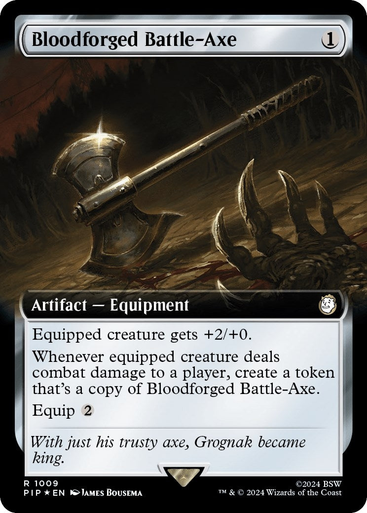 Image for Bloodforged Battle-Axe (Extended Art) (Surge Foil) (1009) - Magic: The Gathering