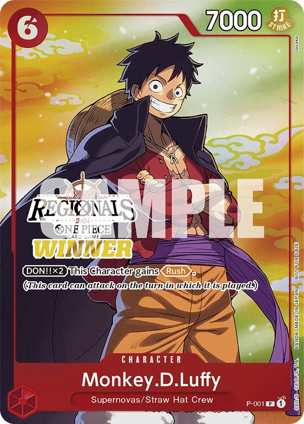 Image for Monkey.D.Luffy (001) (Online Regional 2024 Vol. 2) [Winner] (P-001) - One Piece Card Game