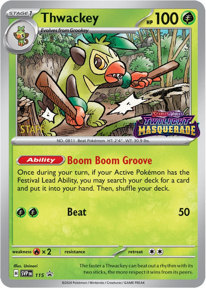 Image for Thwackey - 115 (Prerelease) [Staff] (115) - Pokemon