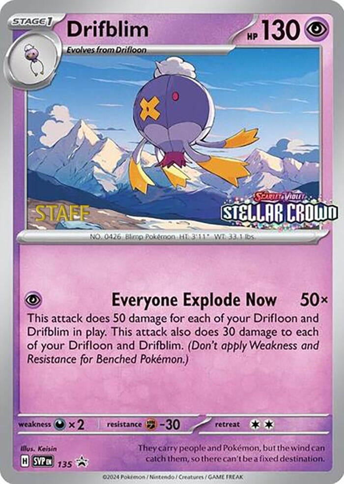 Image for Drifblim - 135 (Prerelease) [Staff] (135) - Pokemon