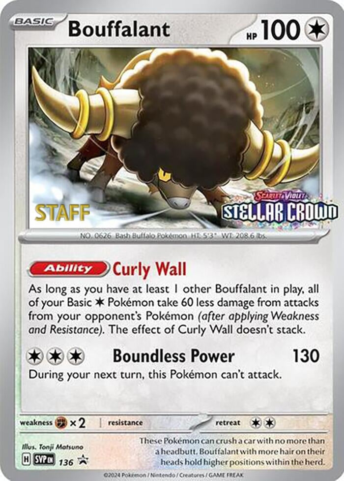 Image for Bouffalant - 136 (Prerelease) [Staff] (136) - Pokemon