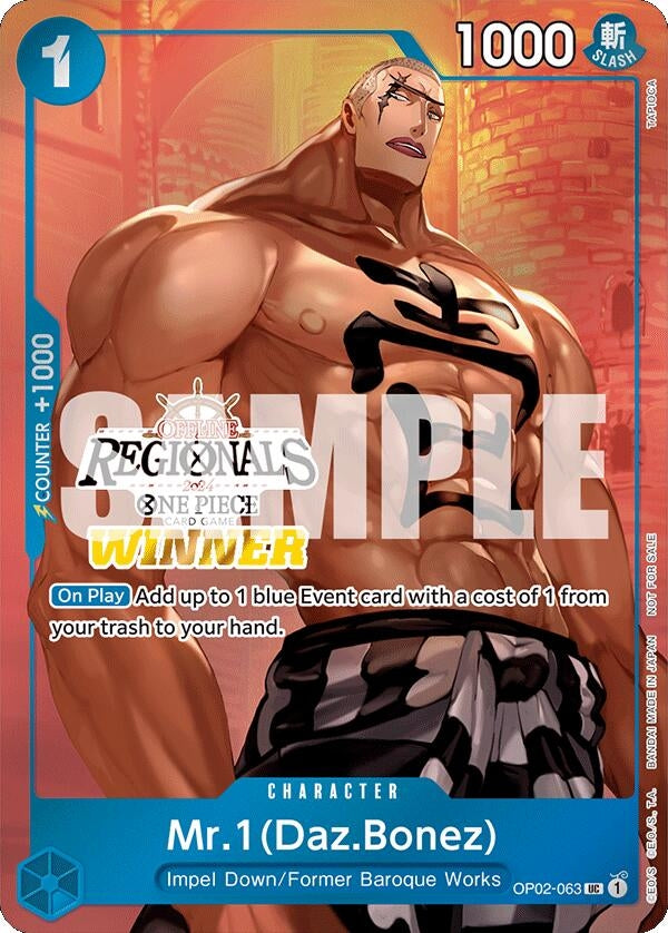 Image for Mr.1 (Daz.Bonez) (Offline Regional 2024 Vol. 3) [Winner] (OP02-063) - One Piece Card Game