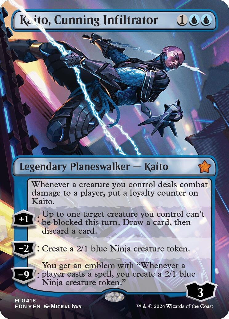 Image for Kaito, Cunning Infiltrator (Borderless) (Mana Foil) (418) - Magic: The Gathering
