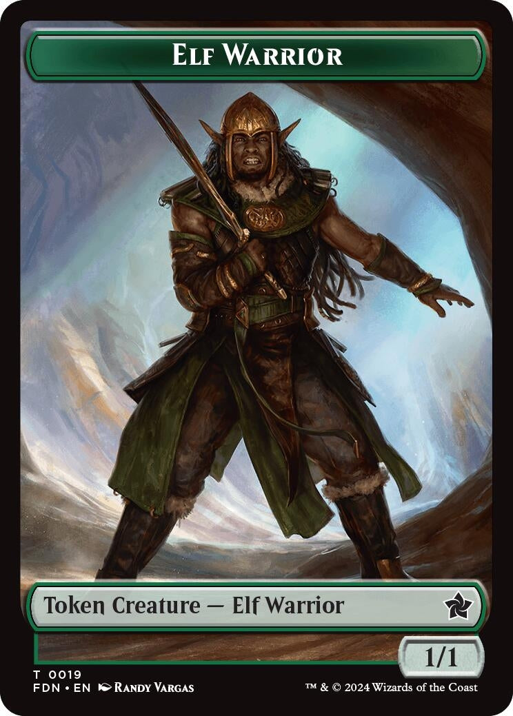 Image for Elf Warrior // Cat (001) Doubled-Sided Token (19 // 1) - Magic: The Gathering