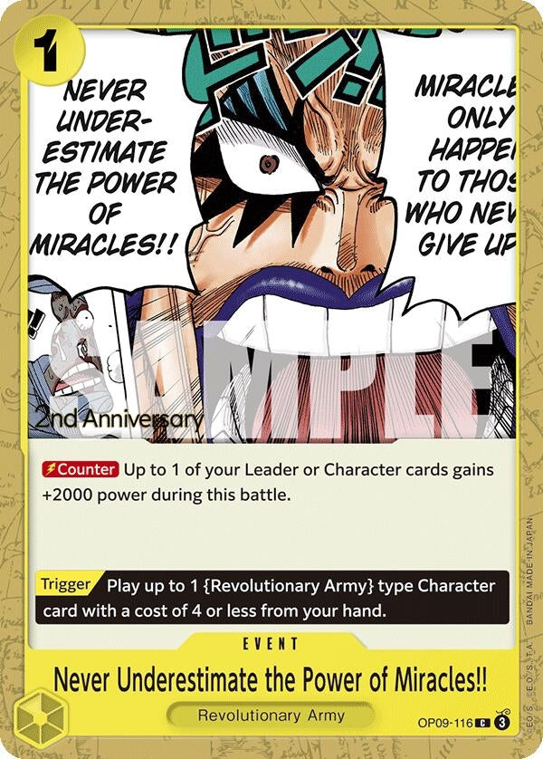 Image for Never Underestimate the Power of Miracles!! (OP09-116) - One Piece Card Game