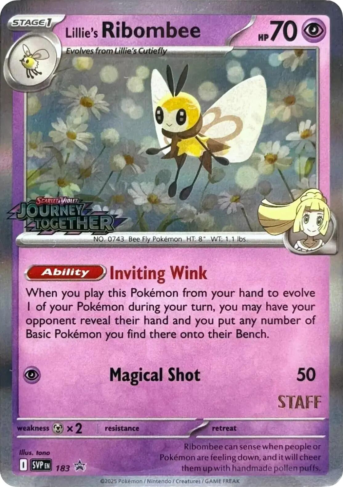 Image for Lillie's Ribombee - 183 (Prerelease) [Staff] (183) - Pokemon