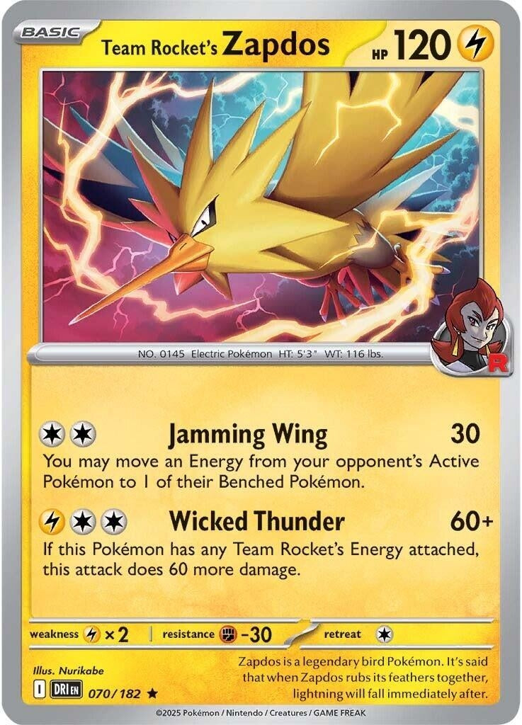 Image for Team Rocket's Zapdos (070/182) - Pokemon