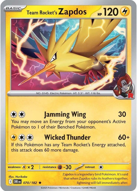 Image for Team Rocket's Zapdos (070/182) - Pokemon