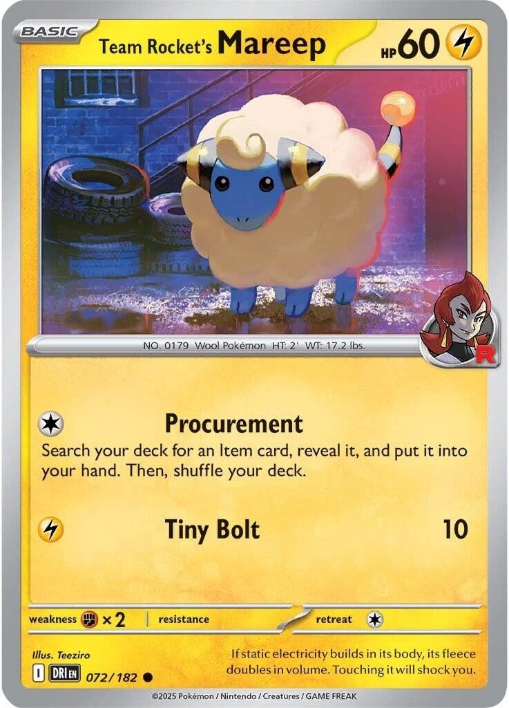 Image for Team Rocket's Mareep (072/182) - Pokemon