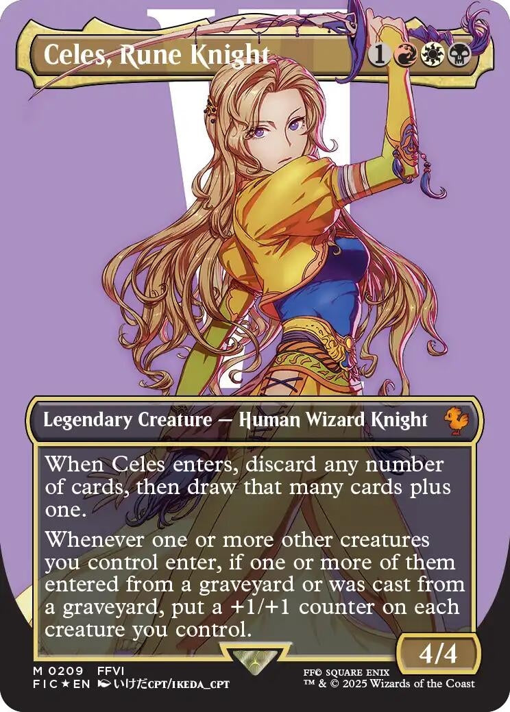 Image for Celes, Rune Knight (Borderless) (Surge Foil) (209) - Magic: The Gathering
