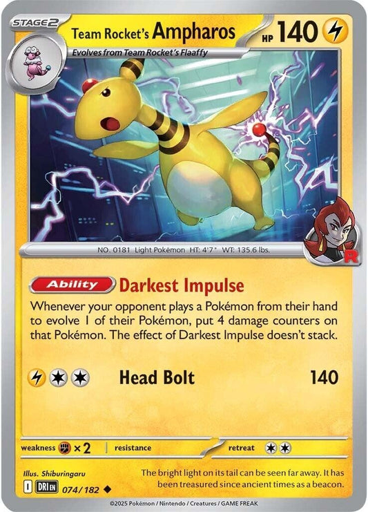 Image for Team Rocket's Ampharos (074/182) - Pokemon