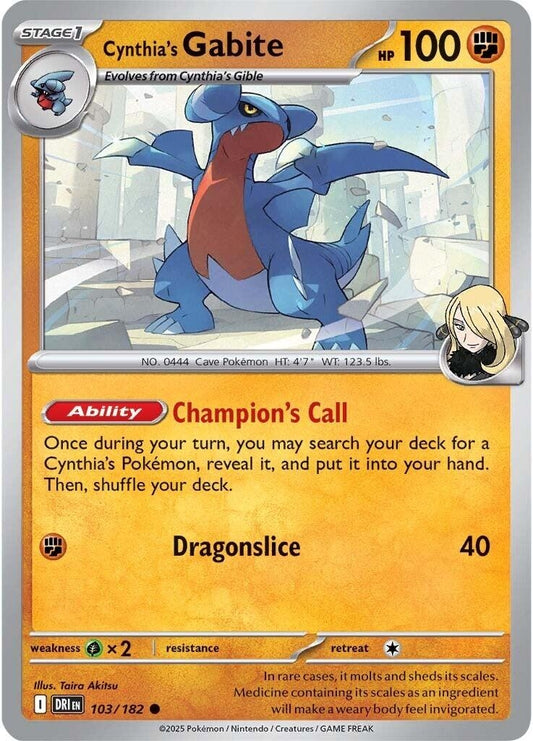 Image for Cynthia's Gabite (103/182) - Pokemon