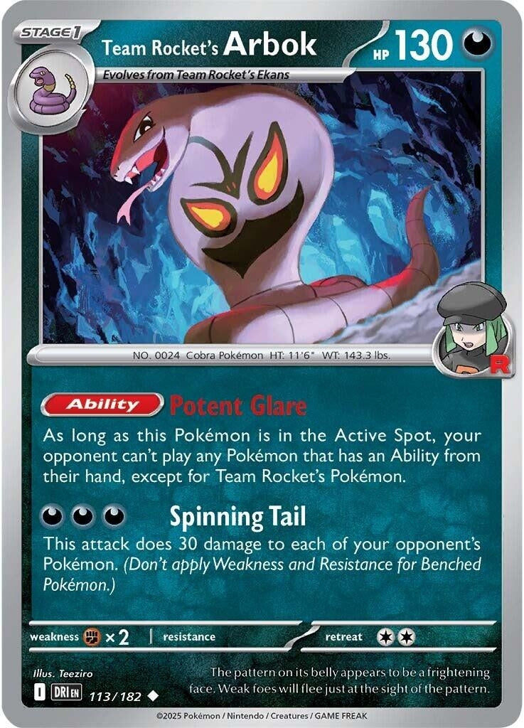 Image for Team Rocket's Arbok (113/182) - Pokemon