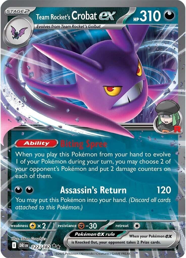 Image for Team Rocket's Crobat ex (122/182) - Pokemon