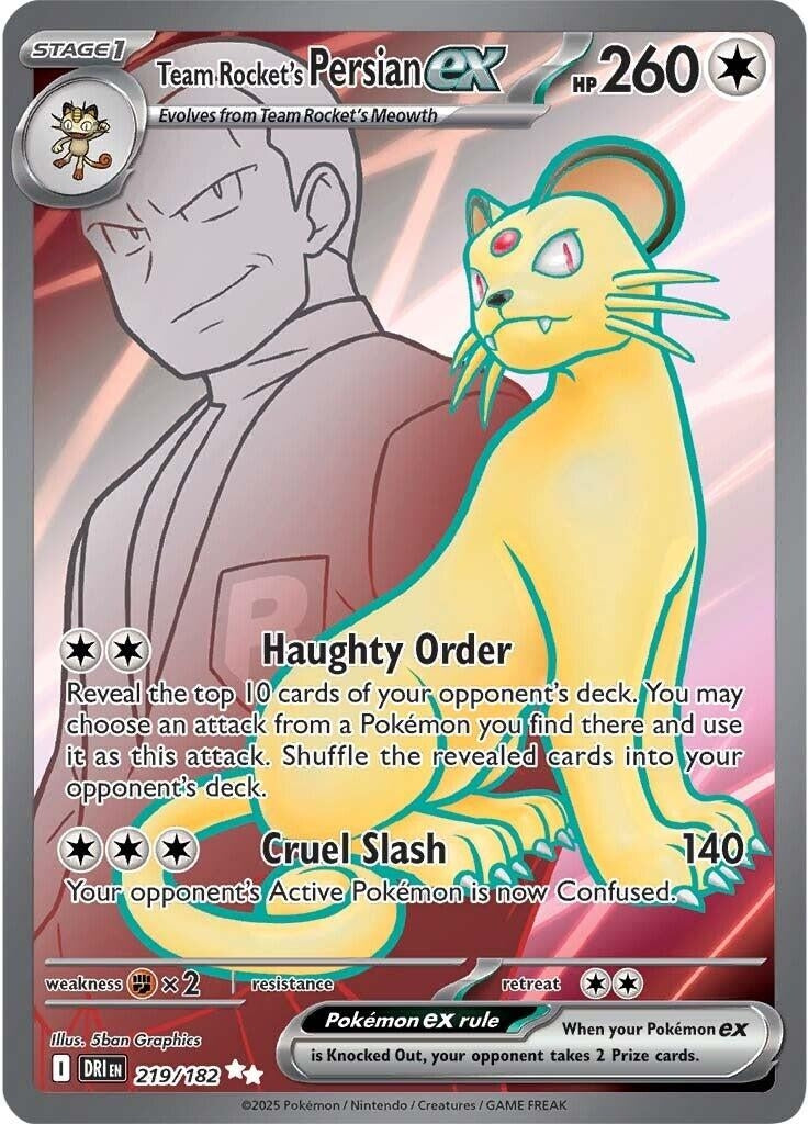 Image for Team Rocket's Persian ex (219/182) - Pokemon