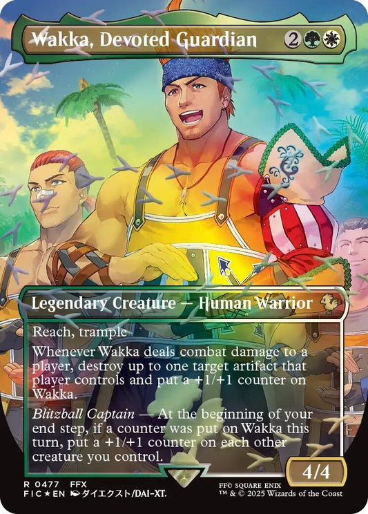 Image for Wakka, Devoted Guardian (Borderless) (Chocobo Track Foil) (477) - Magic: The Gathering